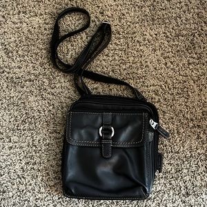 Fossil crossbody black leather purse